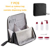 7-Piece Upright Makeup Bag Set – Large Capacity Travel Cosmetic Organizer, Black & White with Purple Accents, Includes 6 Containers