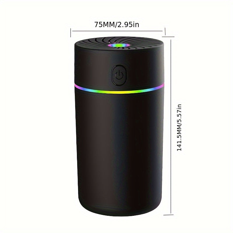 USB Mini Car Air Freshener & Humidifier, Essential Oil Aroma Diffuser with 7-Color LED for Cars, Home, Office, Travel (No Battery)