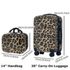 4-Piece Leopard Print Hardshell Luggage Set – 14, 20, 24, 28 in (36/51/61/71 cm) ABS+PC Spinner Suitcases with 360° Wheels & Combination Lock