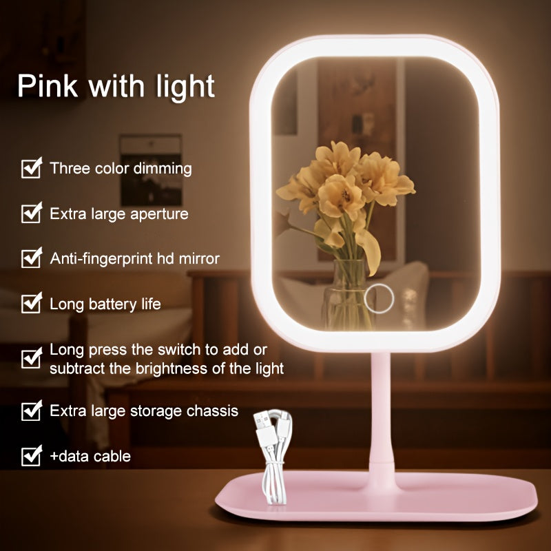 LED Lighted Makeup Mirror – Touch Control, 3 Light Modes, Foldable Portable Vanity & Travel Mirror with Rechargeable USB Battery