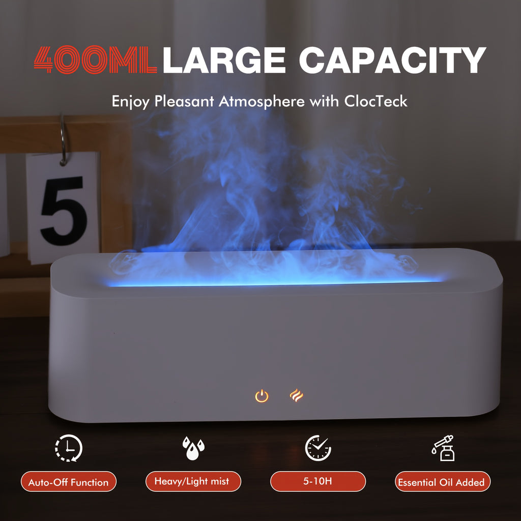 Clocteck 400ml (13.5 fl oz) Aromatherapy Essential Oil Diffuser & Humidifier, Color LED Light, Timer, Auto Shut-Off for Bedroom Office Living Room