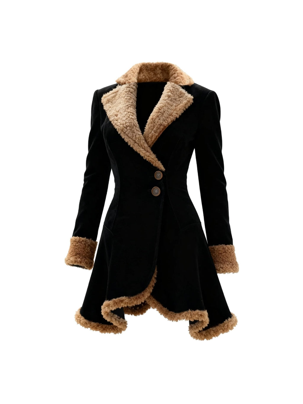 Women's Retro Faux Leather Jacket with Faux Fur Collar & Cuffs — Thick Winter Coat, Gold Hardware, Structured Full-Zip Outerwear for Fall/Winter