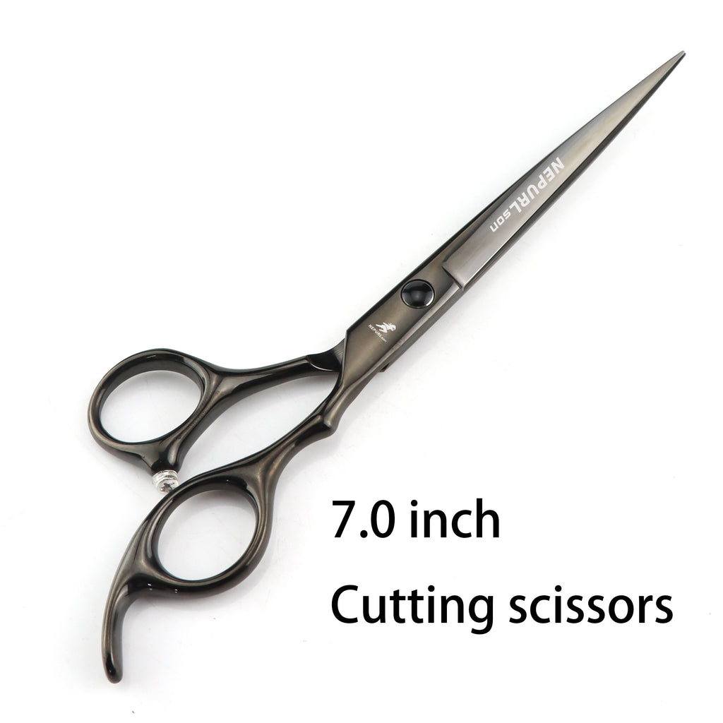 NEPURLSON Professional Haircut Scissors - 6.0" (15.2 cm), 6.5" (16.5 cm), 7.0" (17.8 cm) Pointed Tail Right-Handed Texturizing Barber Shears for Men & Women