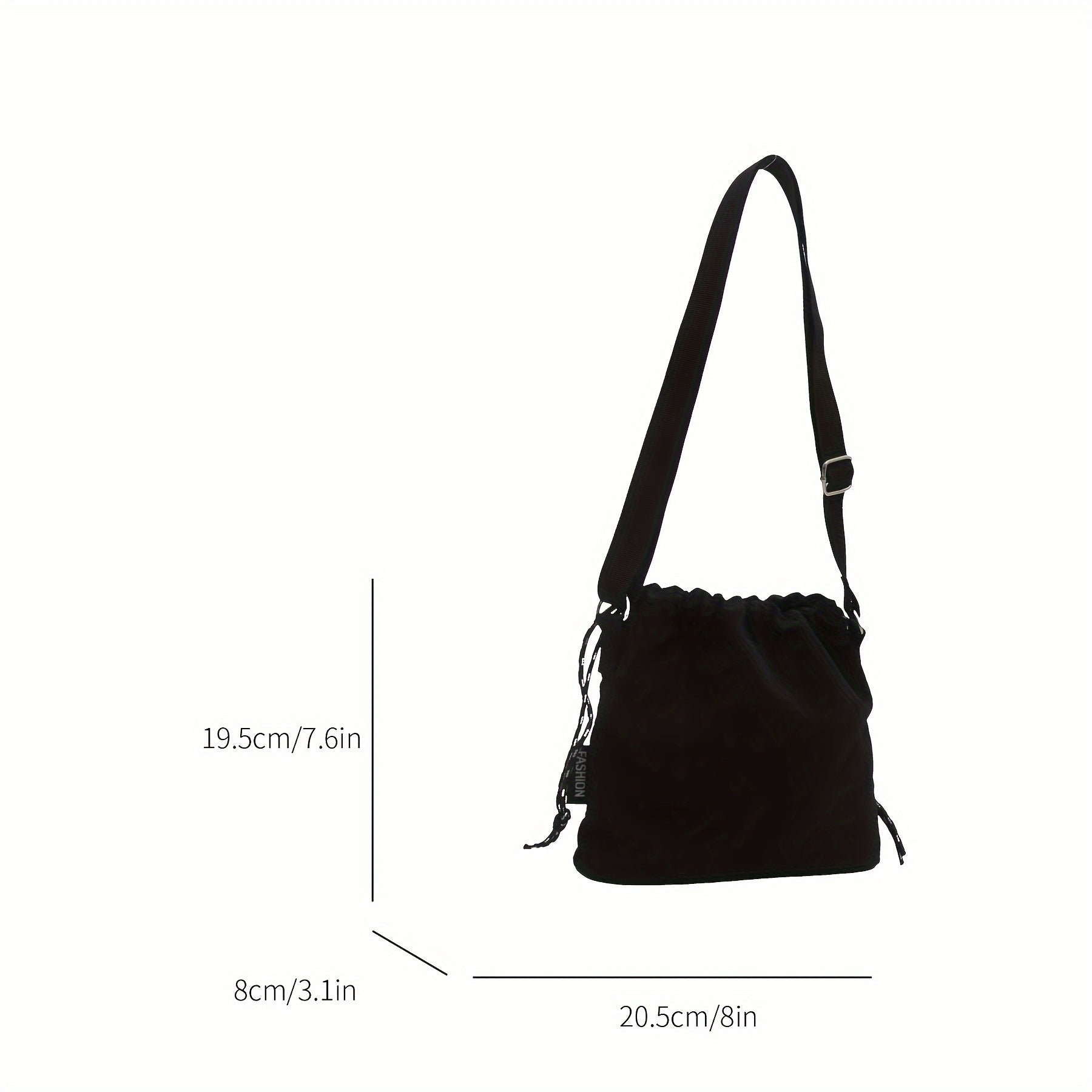 Lightweight Nylon Crossbody Bucket Bag – Large Capacity Drawstring Shoulder Bag with Pendant Charm, Sporty Casual