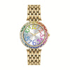 Women's Large-Dial Automatic Mechanical Watch – Iridescent Purple Dial, Gold Hands, 24-Hour Display, Stainless Steel Bracelet, Luxury Analog Wristwatch, Gift for Her