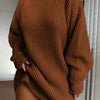 Plus Size Women's High Neck Casual Dress – 100% Acrylic Stretch Knit, Machine Washable