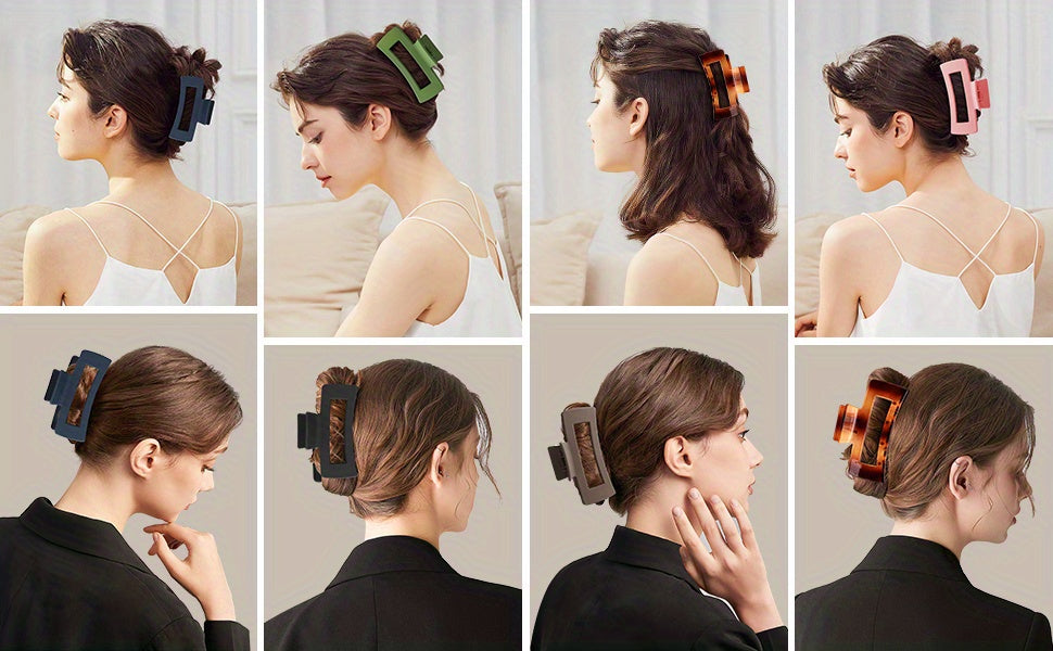 Multicolor Large Acrylic Rectangle Hair Clip Thick Resin Claw for Long Thick Hair Nonslip Jaw Clip