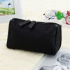 Compact Nylon Makeup Organizer Bag with Zipper – Unisex Travel Cosmetic & Toiletry Case (Beige/Black)