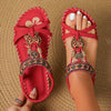 Rhinestone Butterfly Flat Sandals for Women – Boho Open Toe Elastic Strap Slip-On Beach Sandals