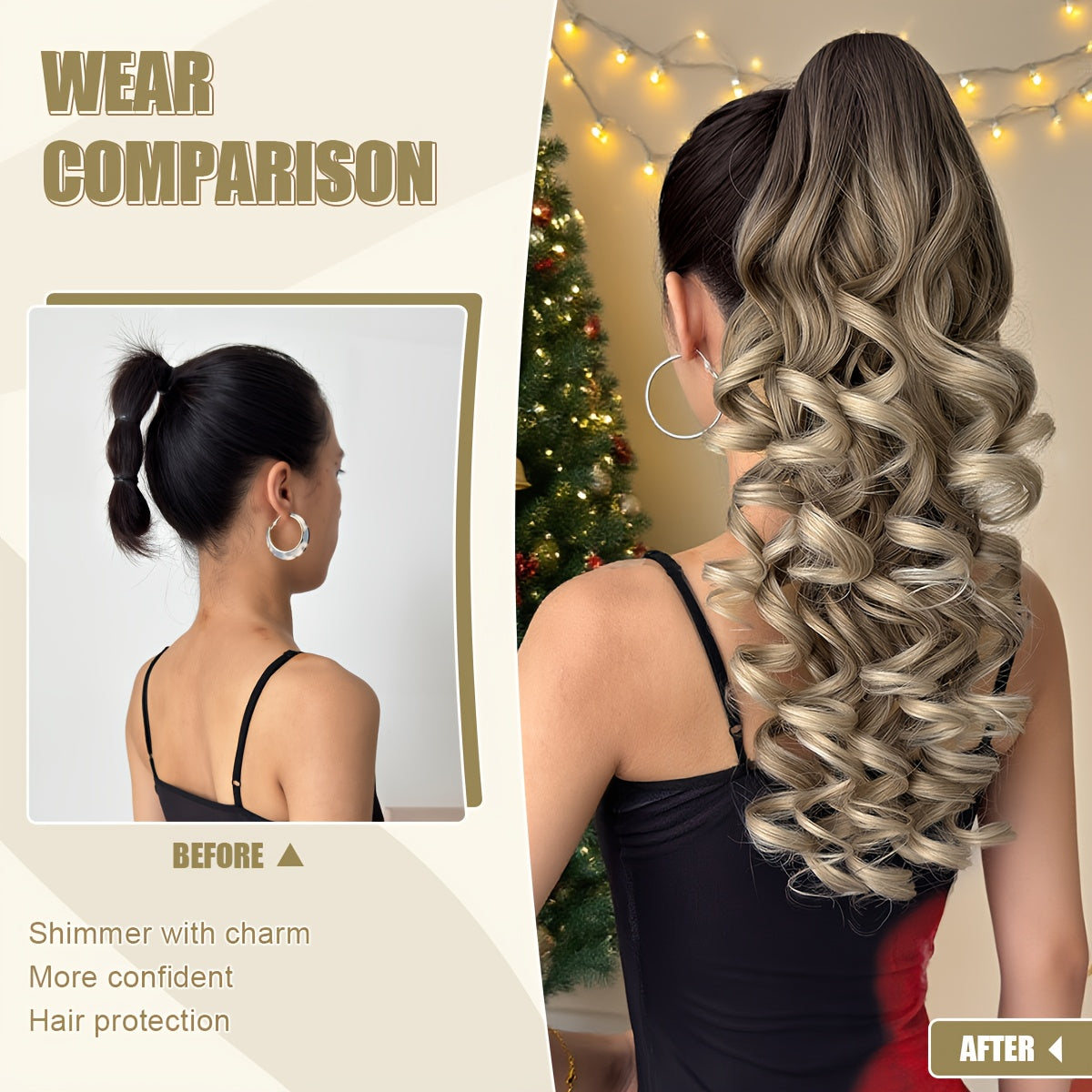 YUSULAXI 20-inch (50 cm) Claw Ponytail Extension - Heat-Resistant Synthetic Natural-Look Hair with Secure Claw Clip, Brown/Blonde/Red/Gray/White