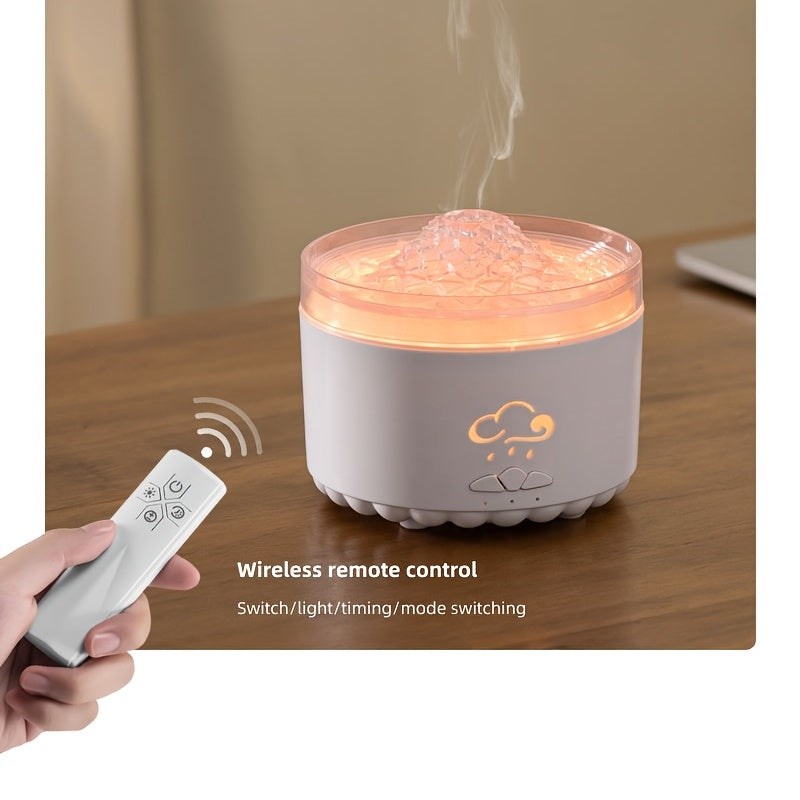 Volcano-Shaped Aromatherapy Diffuser — Colorful LED Jellyfish Design, 300 mL/h Mist, Remote & USB-Powered for Bedroom Office Living Room