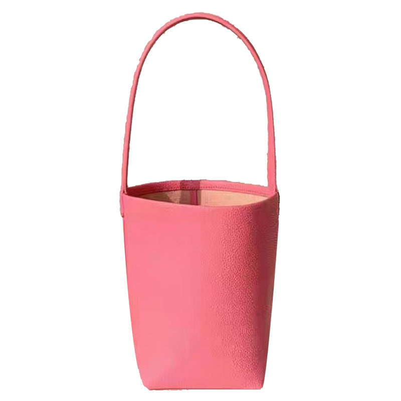 Women's Large Capacity Drawstring Tote – Structured PU Bucket Handbag with Gold-Tone Hardware for Work, Travel & Everyday