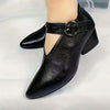 Women's D'Orsay Peep-Toe Block Heels with Fish-Mouth Buckle – Mid Block Heel, Water-Resistant Man-Made Upper