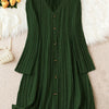 Plus Size V-Neck Long Sleeve Tunic Dress – Solid Color Autumn Winter Elegant Stretch Knit for Women