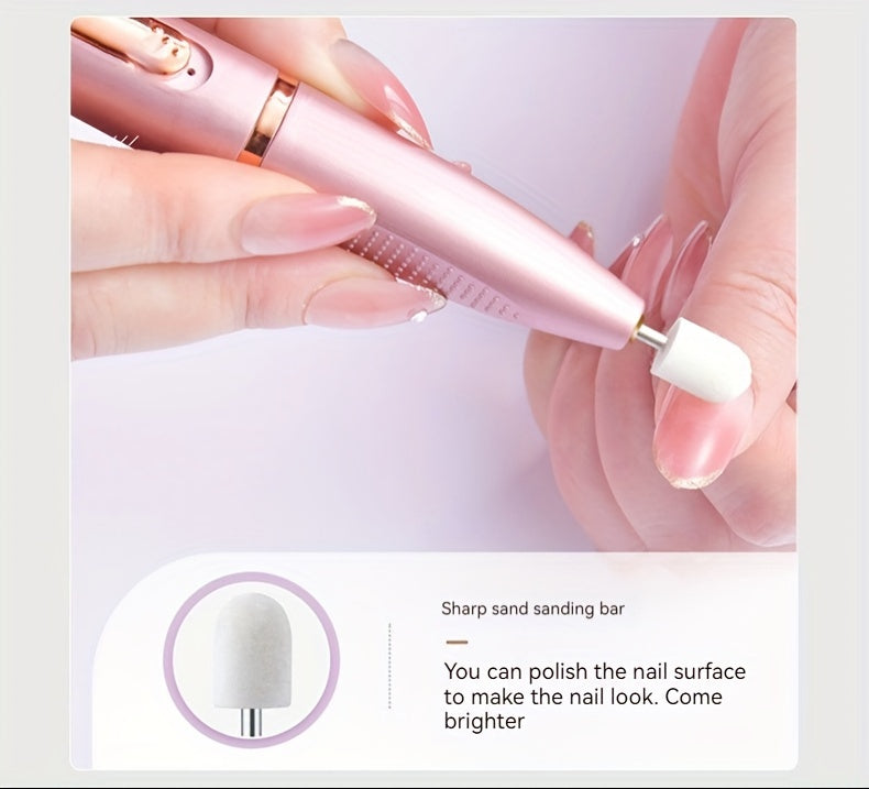 USB Rechargeable Nail Grinder – Cordless Portable Electric Manicure File for Thick Toenails, Nail Tech Tool (Light Beige)