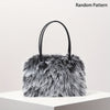 Burgundy Plush Shoulder Bag — Y2K Square PU-Trim Underarm Handbag for Women