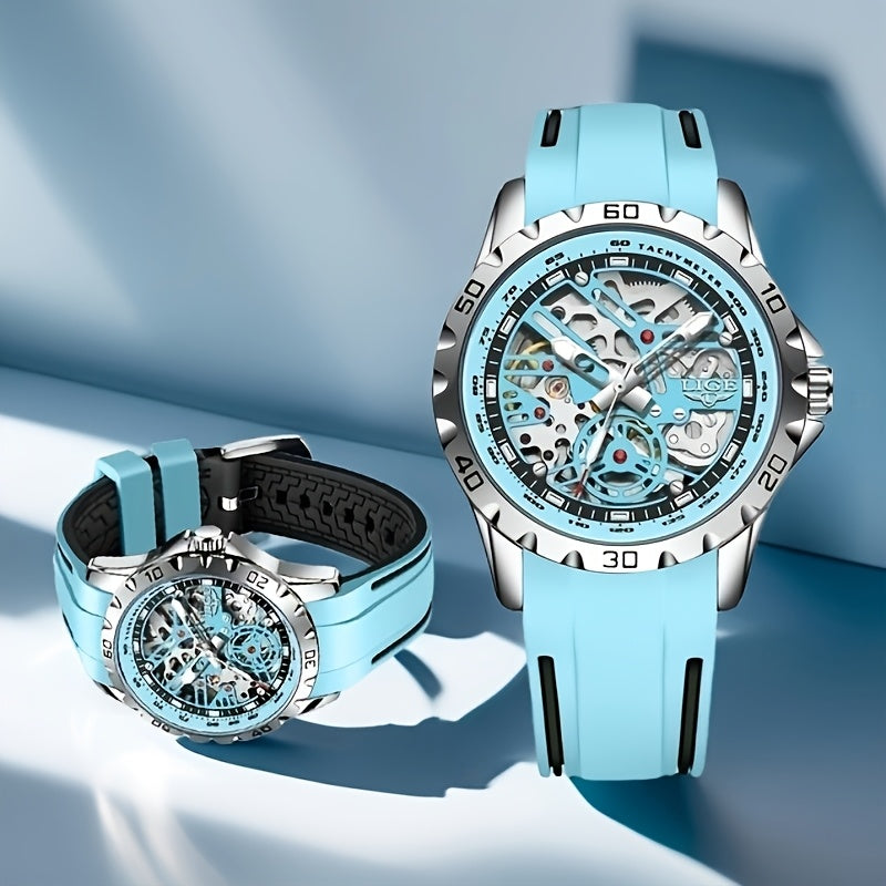 Luxury Automatic Women's Hollow Dial Mechanical Watch - Silicone Strap Elegant Valentine's Gift