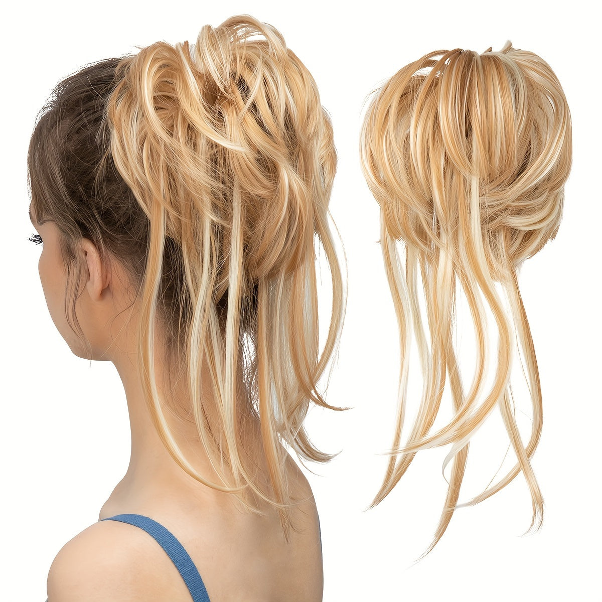 Curly Ponytail Hair Extension with Straight Tail - Messy Bun Hairpiece, Heat-Resistant High-Temperature Fiber Updo for Women