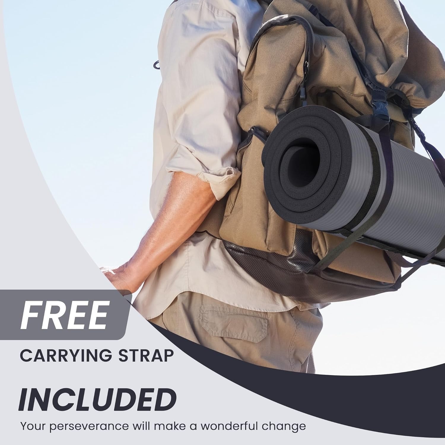 BalanceFrom 1" (25 mm) Extra Thick Yoga Mat - 71 in x 24 in (180 x 61 cm) High-Density Non-Slip Pilates & Exercise Mat with Carry Strap