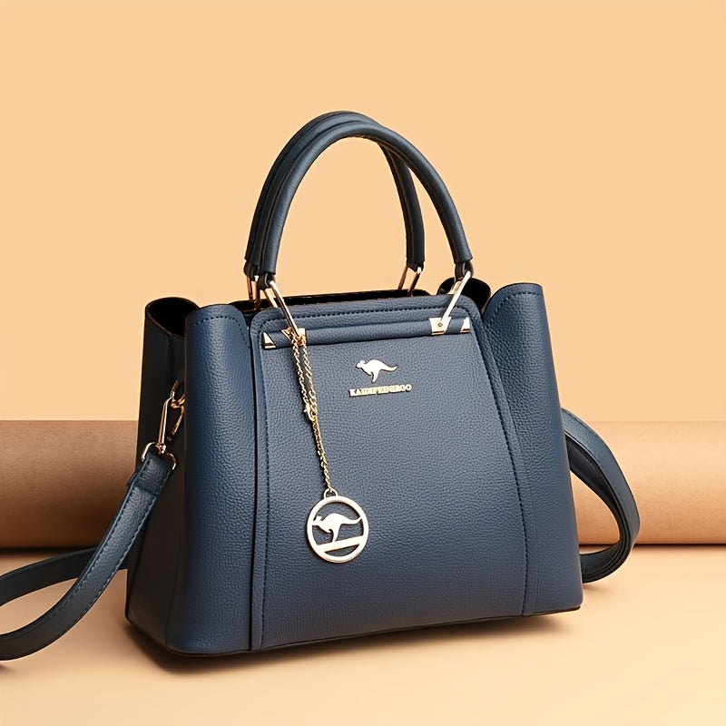 Chic Black Tote Bag for Women – Polyester-Lined PU Zip Closure Casual Everyday Handbag