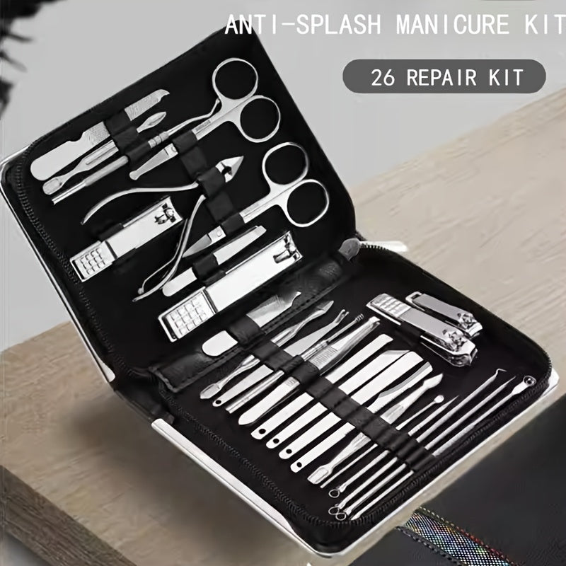 26-Piece Professional Nail and Pedicure Kit - Manicure Set with Clippers, Cuticle Nipper & Scissors