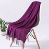 Elegant Tassel Scarf Shawl Wrap – Soft Faux Cashmere Feel, Solid Colors (White/Black/Red/Multi), 200 cm (79 in)