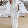 Plus Size Slant Shoulder Pocket Dress - Vacation Short Sleeve Long Summer Dress for Women