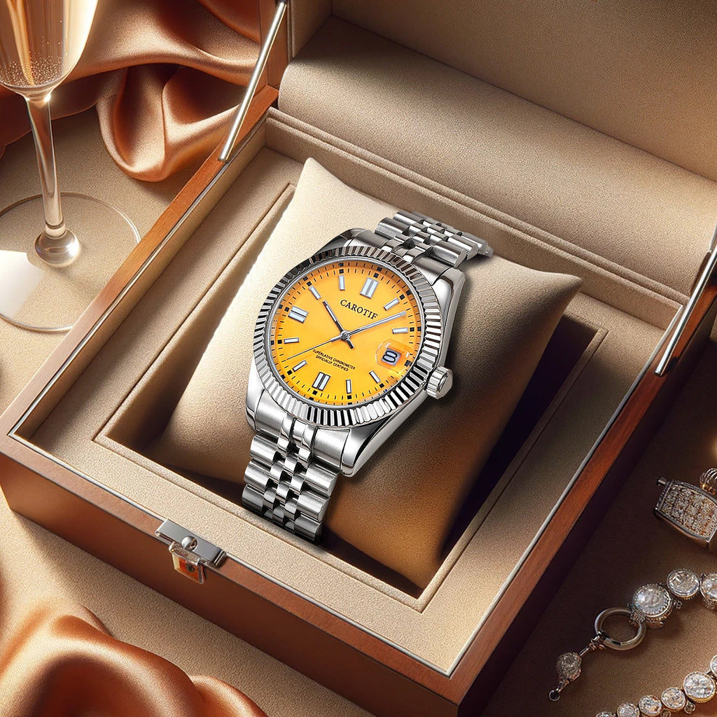 Women's Silver-Tone Automatic Mechanical Watch with Luminous Hands - Elegant Alloy Bracelet