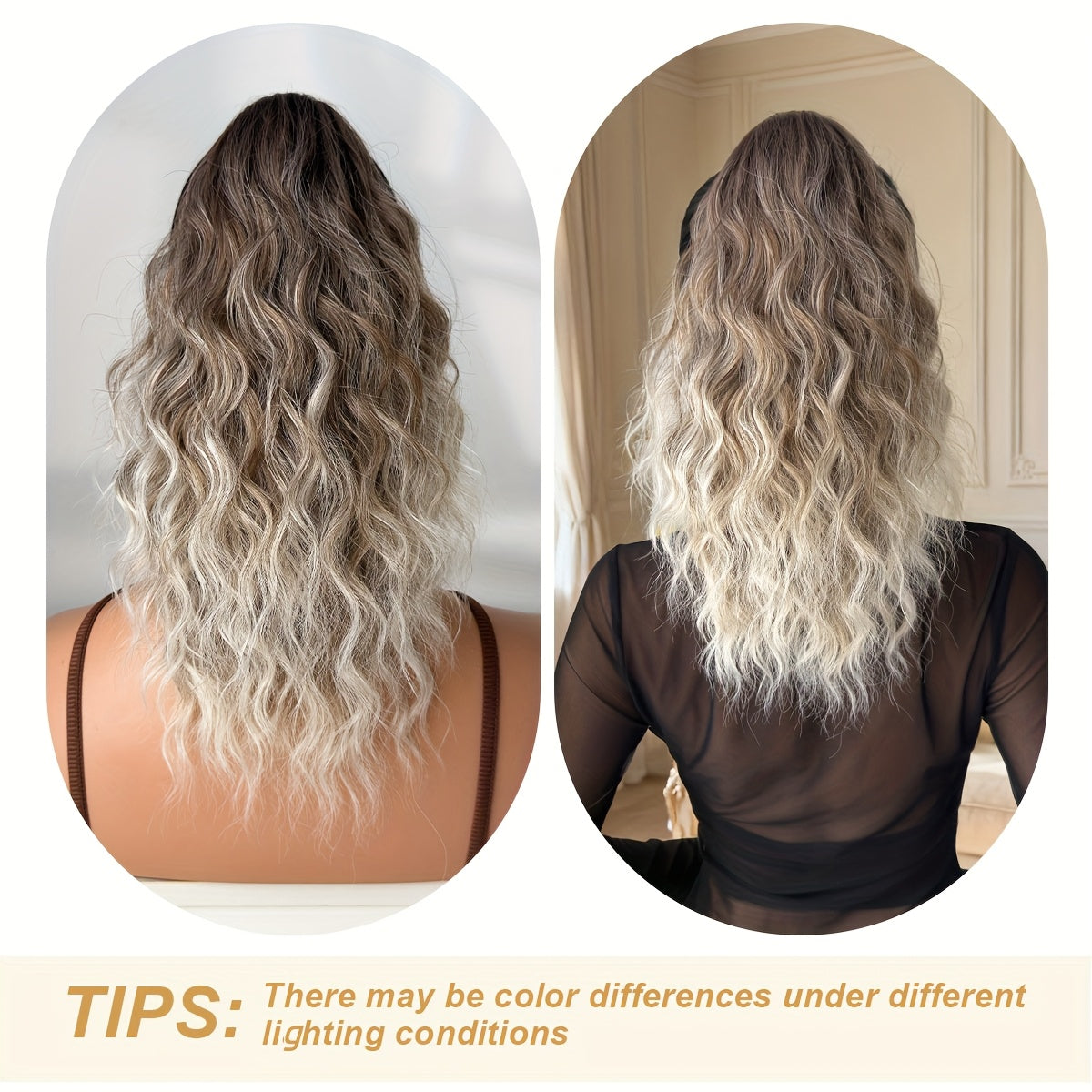 16-Inch (40 cm) Water Wave Claw Ponytail Extension – Heat Resistant Ombre Synthetic Hairpiece for Women