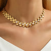 Golden Wheat Ear Choker Necklace with Faux Pearls - Vintage-Inspired Women's Choker