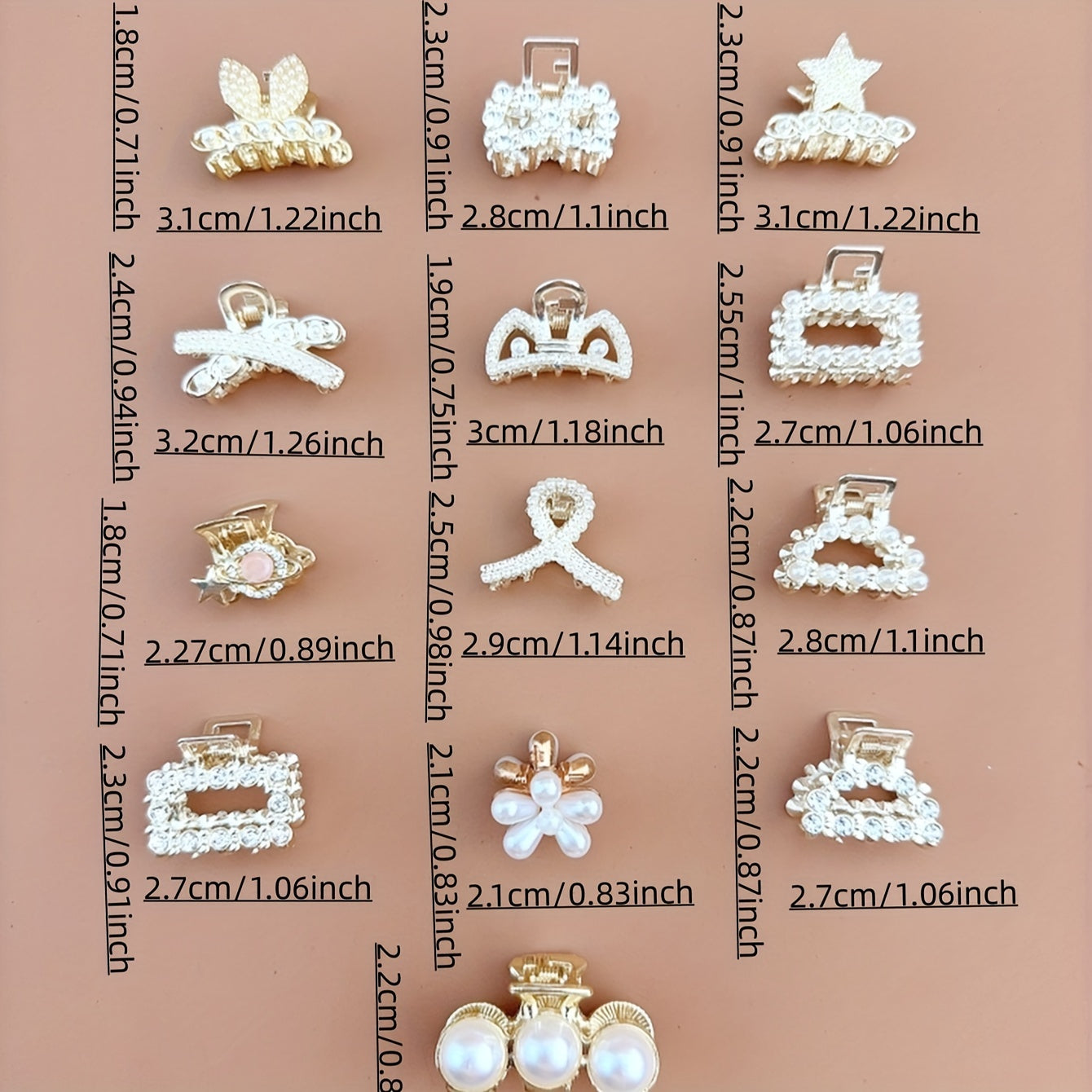 Pearl Hair Clips Set 7/10-Pack – Mini Half-Braided Shark Clips with Imitation Pearls & Rhinestones for Women