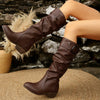 Women's Chunky Mid-Heel Ankle Boots Round Toe Block Heel Slip-On Rubber Sole Comfortable All-Season Boots for Jeans Dresses Skirts