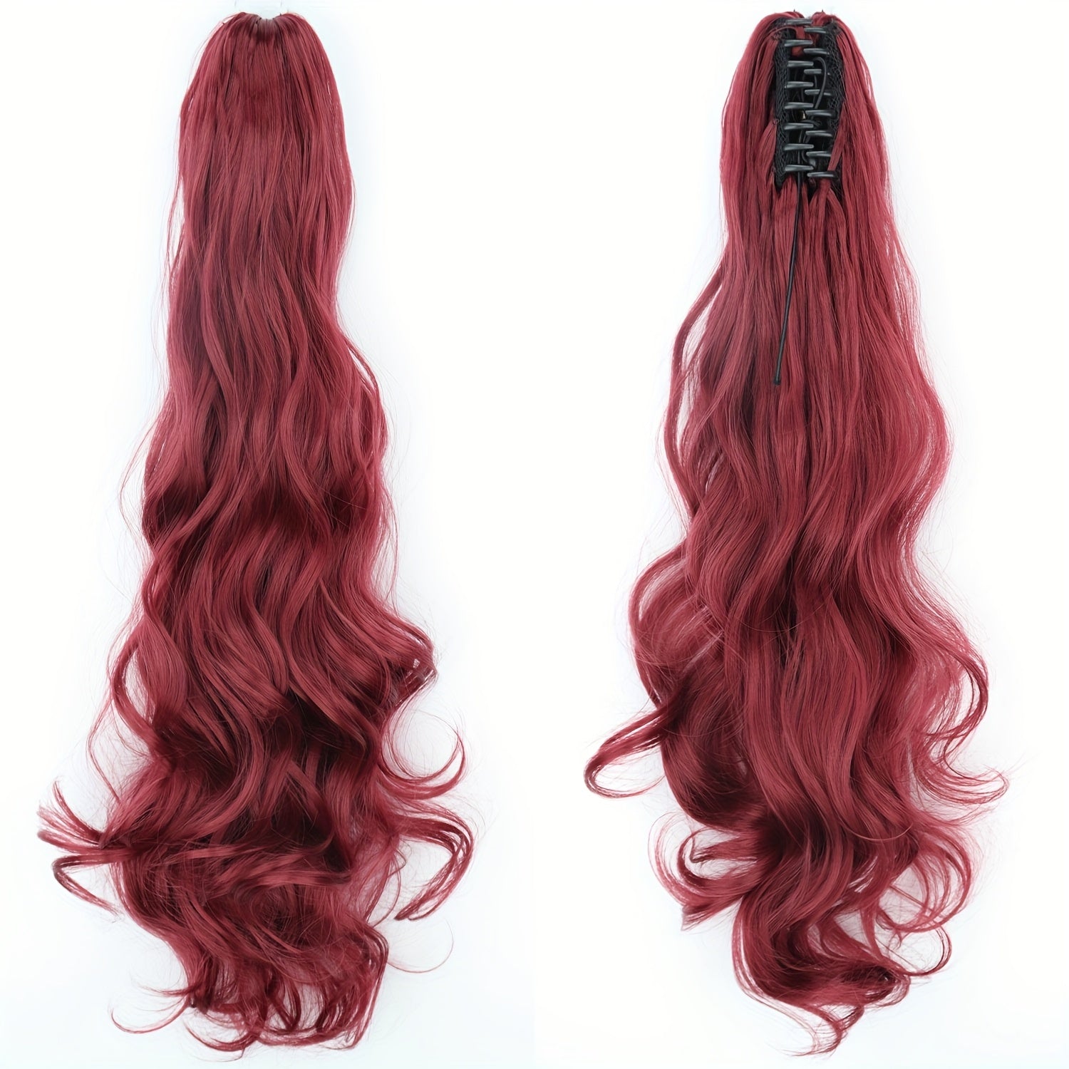 20" (50 cm) Curly Wave Clip-In Ponytail Extension – Invisible Secure Clip, Heat-Friendly Synthetic Hairpiece for Women, Natural-Looking Y2K Party & Everyday