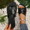 Women's Large-Size Open-Toe Hollow Flat Slip-On Sandals Comfortable Casual Beach & Outdoor Shoes