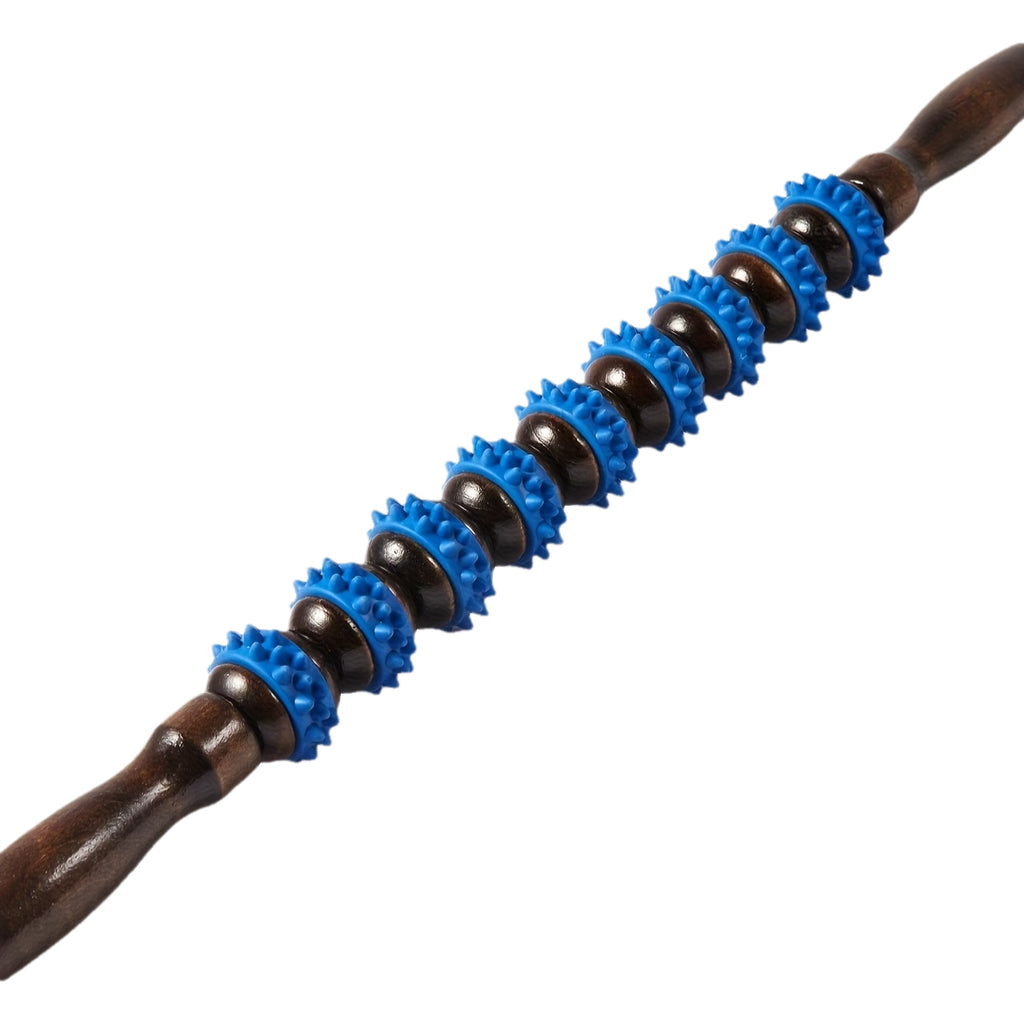 Trigger Point Foam Roller with Wooden Handle – Myofascial Massager for Sore Muscles & Cellulite Relief