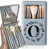 Portable Professional Makeup Brush Set with Mirror, Soft Fluffy Travel Brushes and 26-Letter Initial Garland Gift