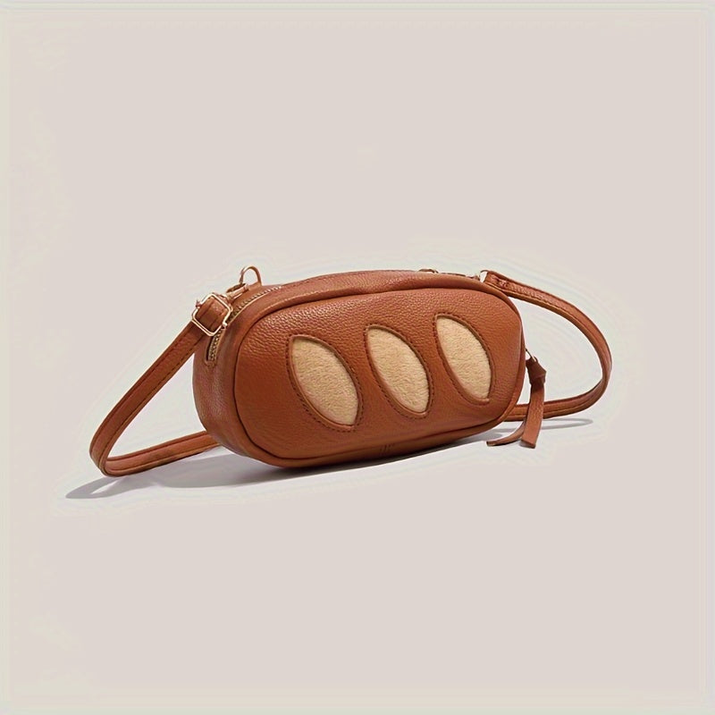 Baguette Bread Crossbody Bag - Cute PU Leather Shoulder Bag with Adjustable Strap, Multifunctional Commuter Purse