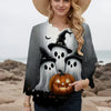 Elegant Floral Women's Short Sleeve Blouse - Black & White Dot Tunic with Collar, Machine Washable, Casual to Dressy