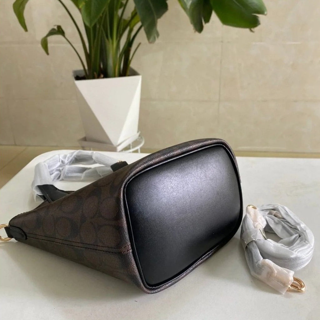 Coach Hanna Signature Canvas Bucket Bag - Women's Crossbody Handbag, Casual Purse & Gift