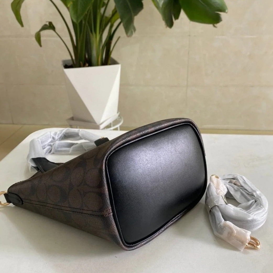 Coach Hanna Signature Canvas Bucket Bag - Women's Crossbody Handbag, Casual Purse & Gift