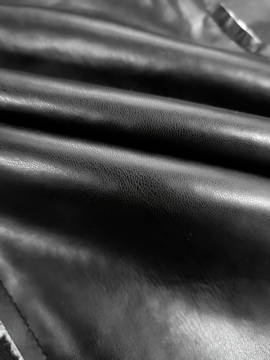 Women's PU Leather Fleece-Lined Hooded Winter Coat with Faux Fur Collar - Full-Zip Long Black Coat