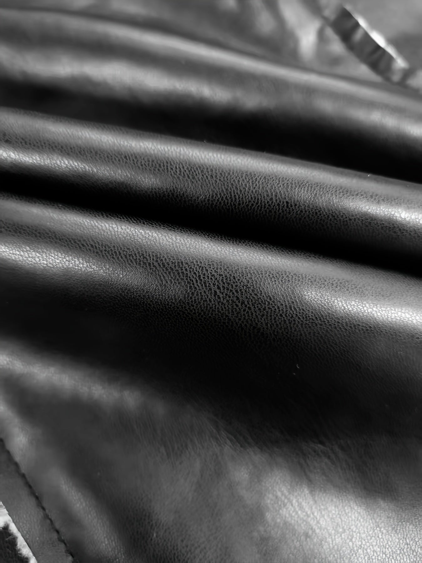 Women's PU Leather Fleece-Lined Hooded Winter Coat with Faux Fur Collar - Full-Zip Long Black Coat