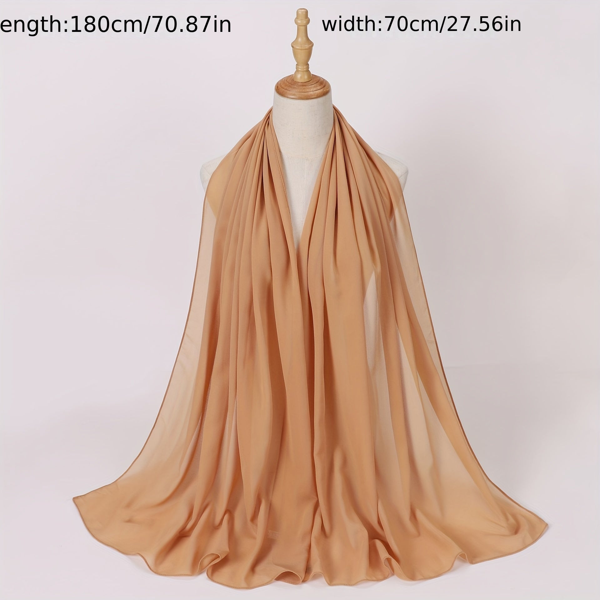 Windproof Chiffon Hijab Scarf - Lightweight Solid Color Shawl & Head Wrap for Women, Travel & Beach