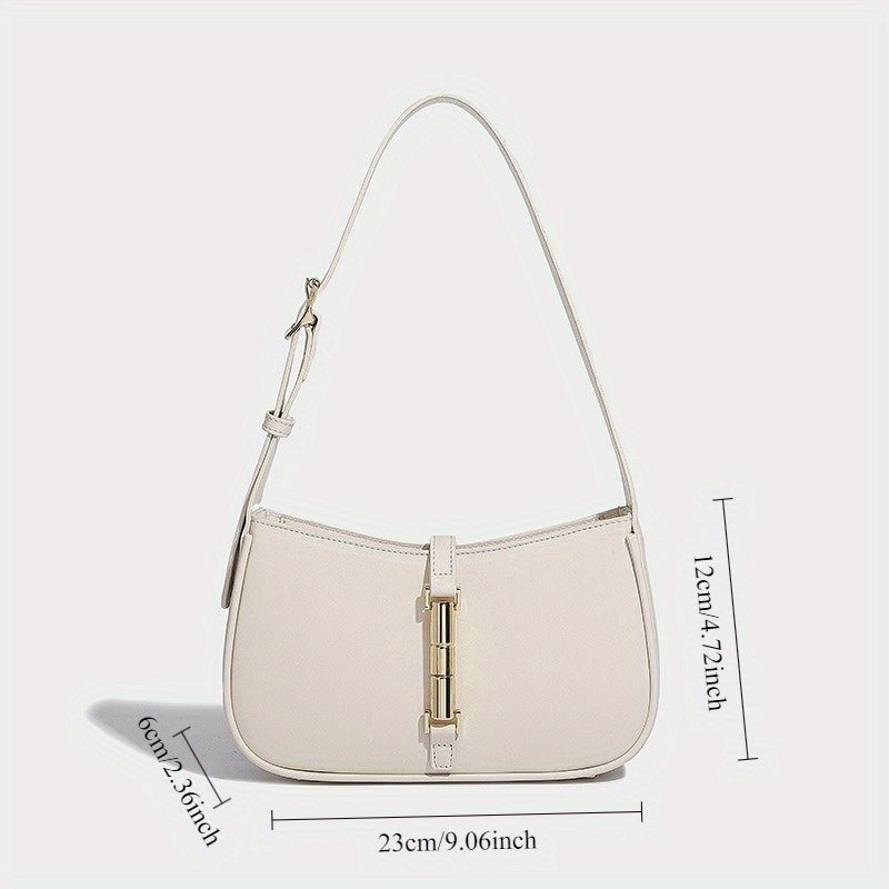 KoniKoni French-Inspired Women's Shoulder Handbag – Magnetic Closure, Gold-Tone Hardware, Microfiber Leather Tote (Beige, White, Black, Burgundy, Light Brown)