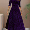 Velvet Square Neck A-Line Dress Long Sleeve Swing Dress for Women, Spring & Fall