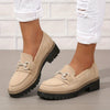 Women's Platform Horsebit Loafers Round Toe Slip-On Retro Solid Color