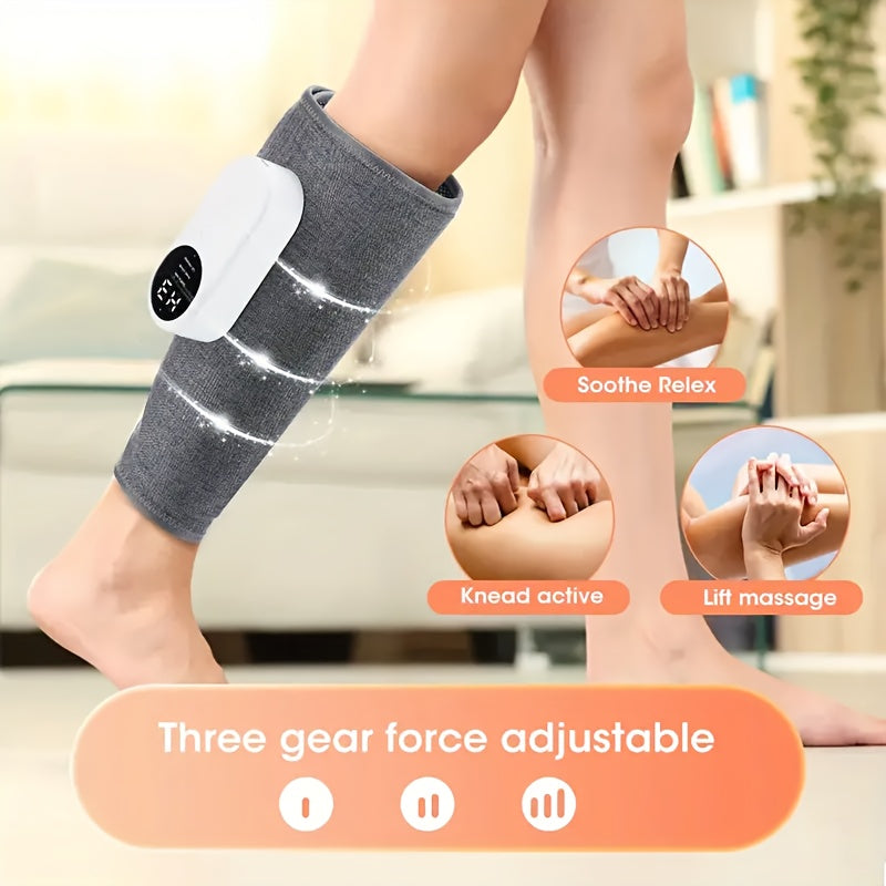 Cordless Air Compression Leg Massager – USB Rechargeable Circular Calf Press, 3 Intensities for Feet, Thighs & Knees