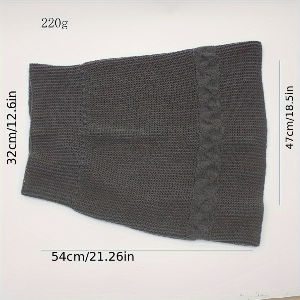 Women's Cable Knit Sweater Scarf – Soft Warm Winter Shawl Neck Wrap, Solid Colors (Green, Beige, Black, Red) — Hand Wash/Dry Clean