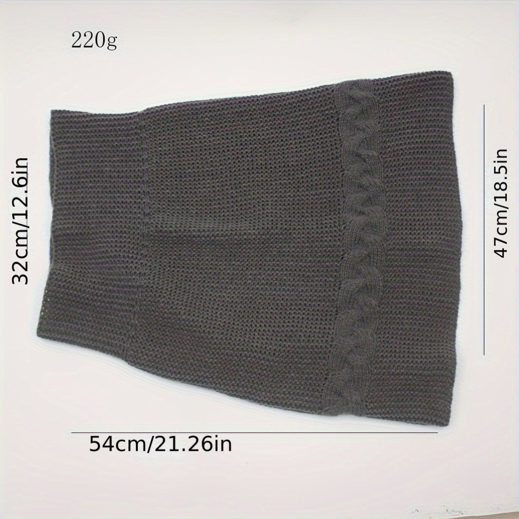 Women's Cable Knit Sweater Scarf – Soft Warm Winter Shawl Neck Wrap, Solid Colors (Green, Beige, Black, Red) — Hand Wash/Dry Clean