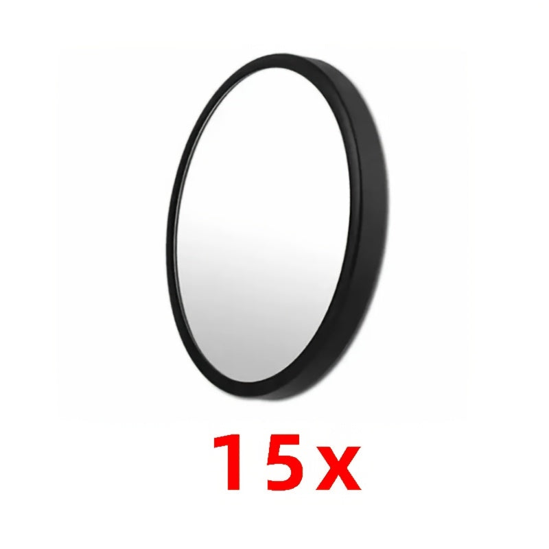 High-Definition Makeup Mirror 5x/10x/15x Magnification — Portable Suction Cup Travel Mirror, Clear Glass Black Frame